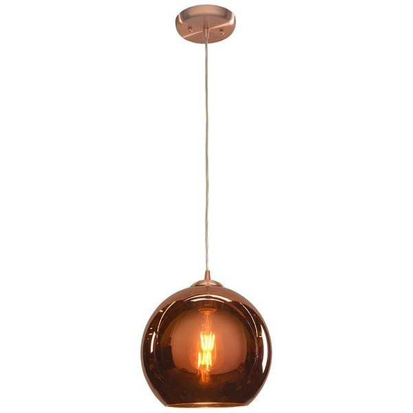 Access Lighting Glow, Pendant, Brushed Copper Finish, Copper Glass 28101-BCP/CP